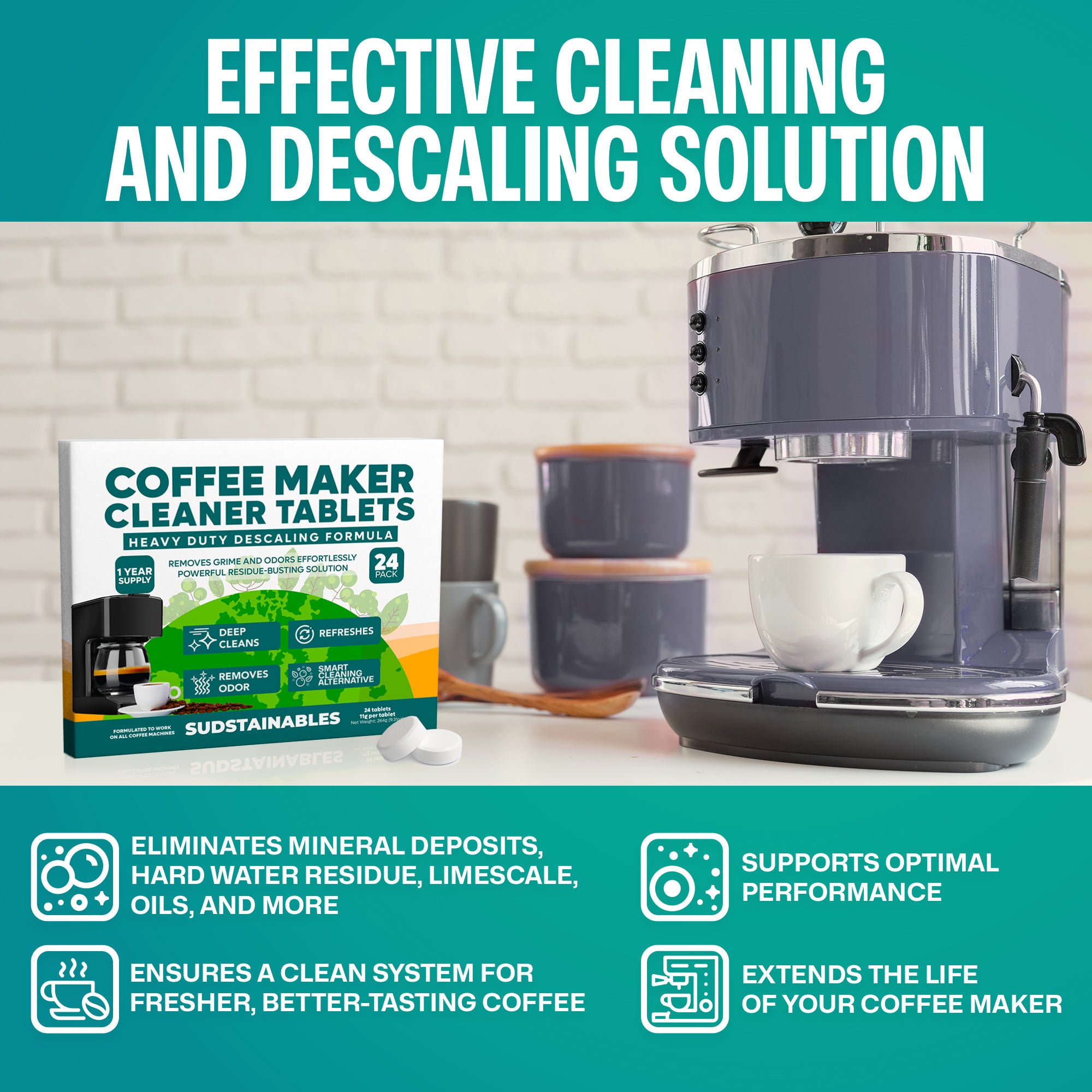 Coffee Maker Cleaner Tablets 24 Pack