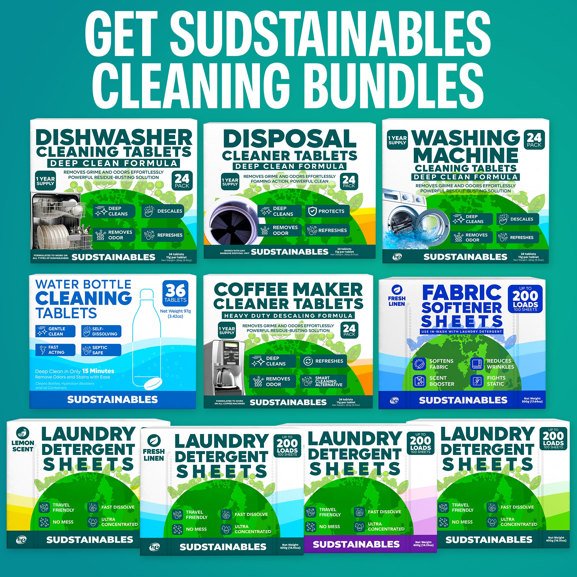 Dishwasher Cleaner and Deodorizer Tablets, 24 Pack