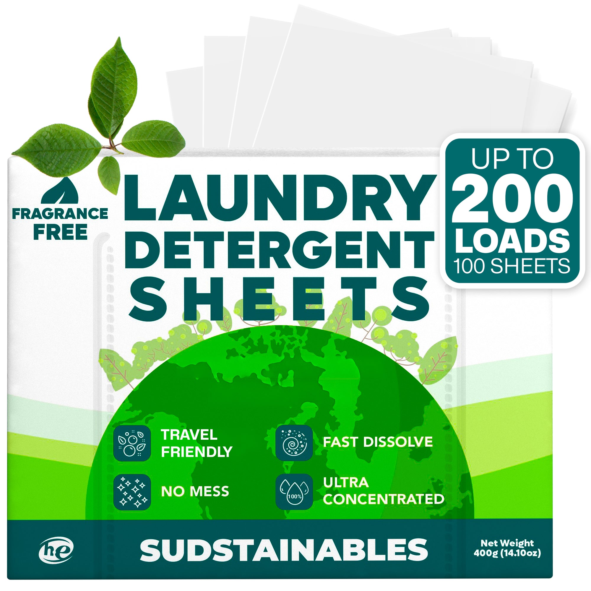 Laundry Detergent Sheets (100 sheets 200 loads)