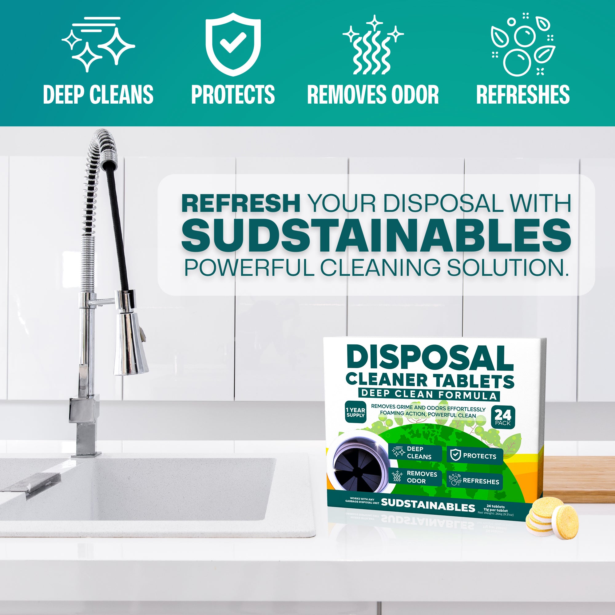 Garbage Disposal Cleaner Tablets 24-Pack