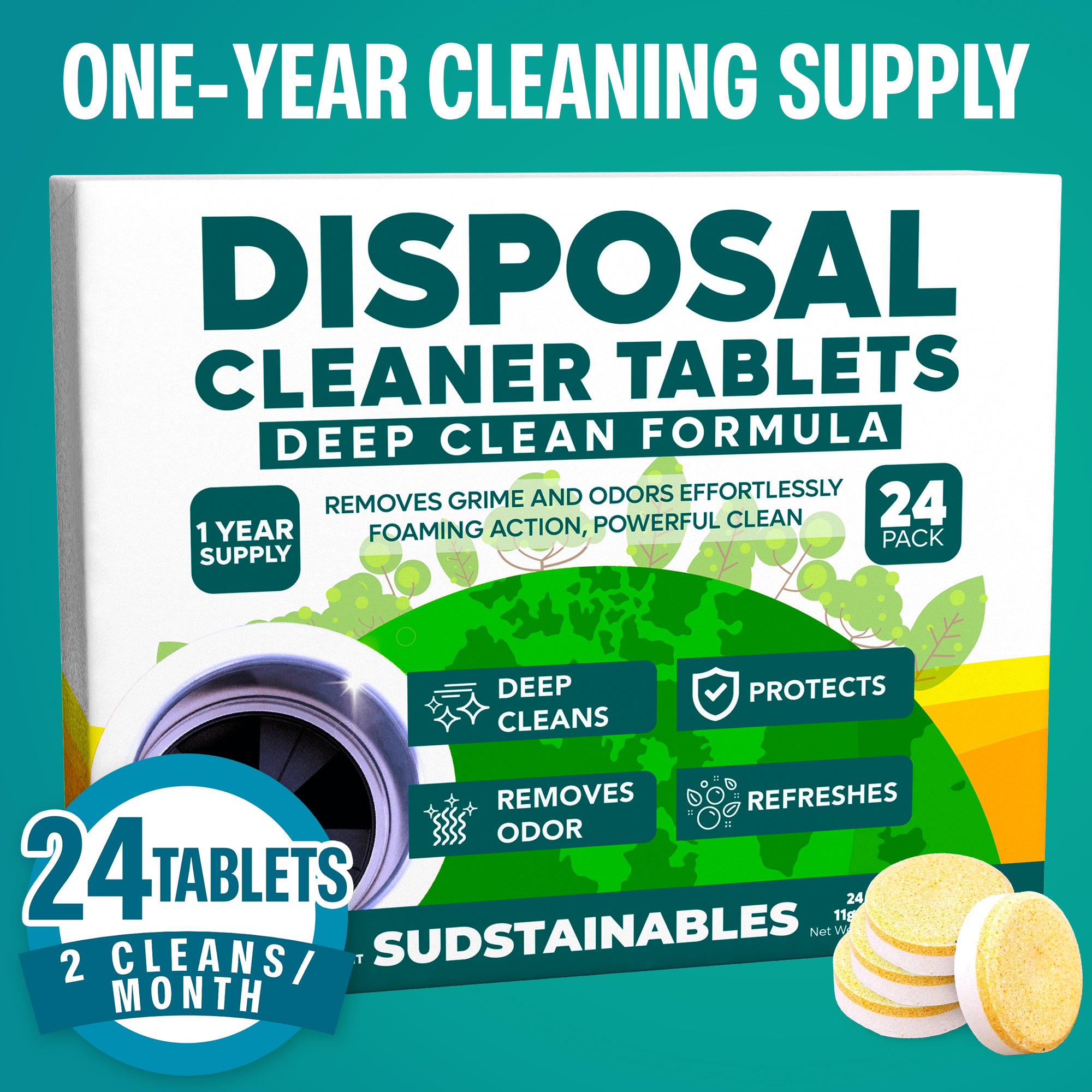 Garbage Disposal Cleaner Tablets 24-Pack