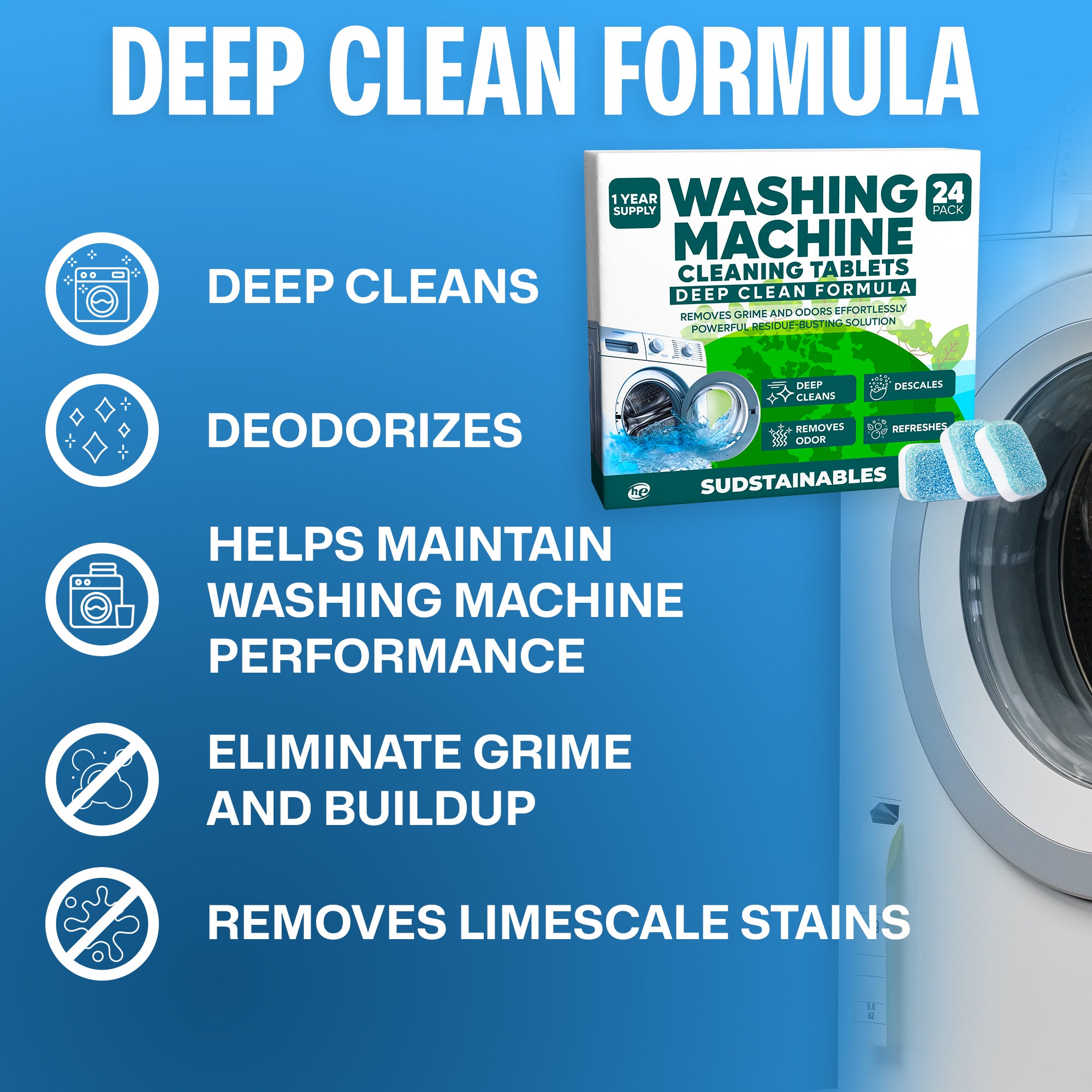 Washing Machine Cleaning Tablets (24 Pack)