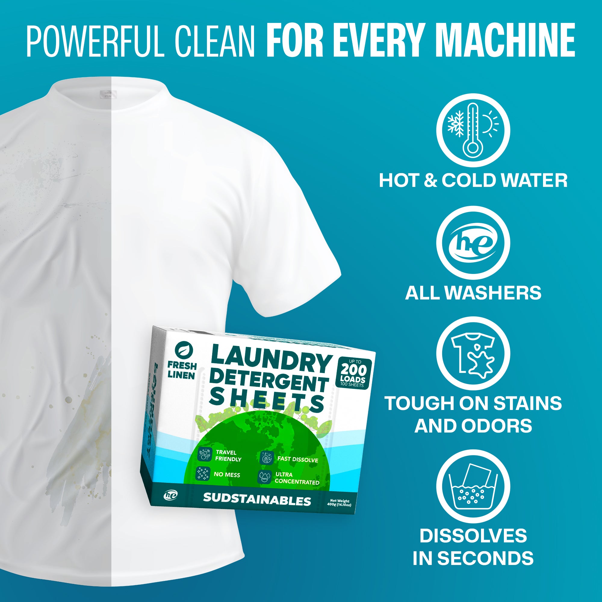 Laundry Detergent Sheets (100 sheets 200 loads)