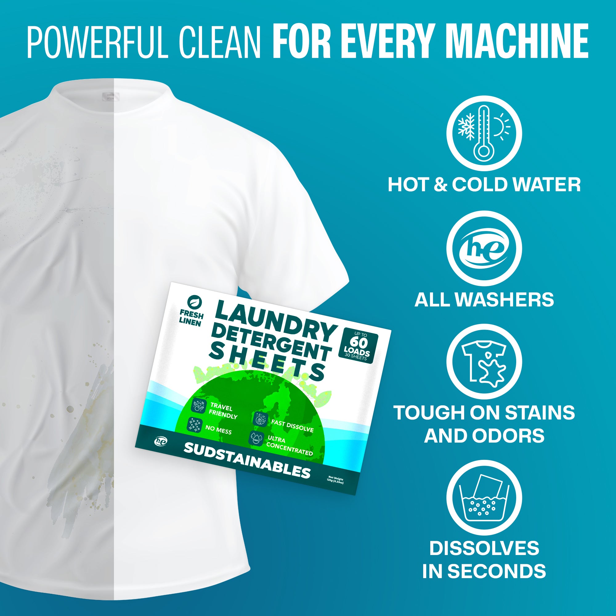 Laundry Detergent Sheets (30 sheets 60 loads)