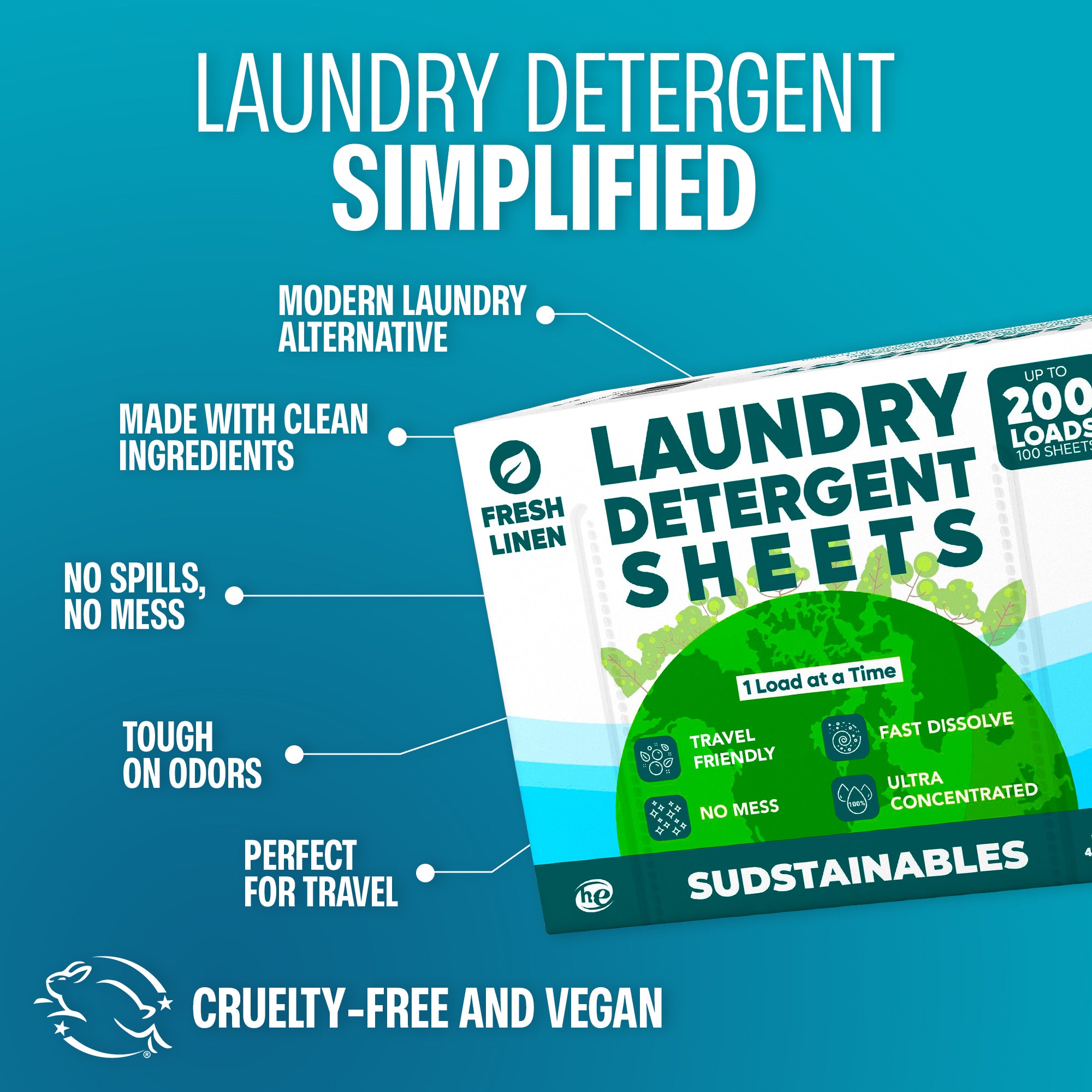 Laundry Detergent Sheets (100 sheets 200 loads)