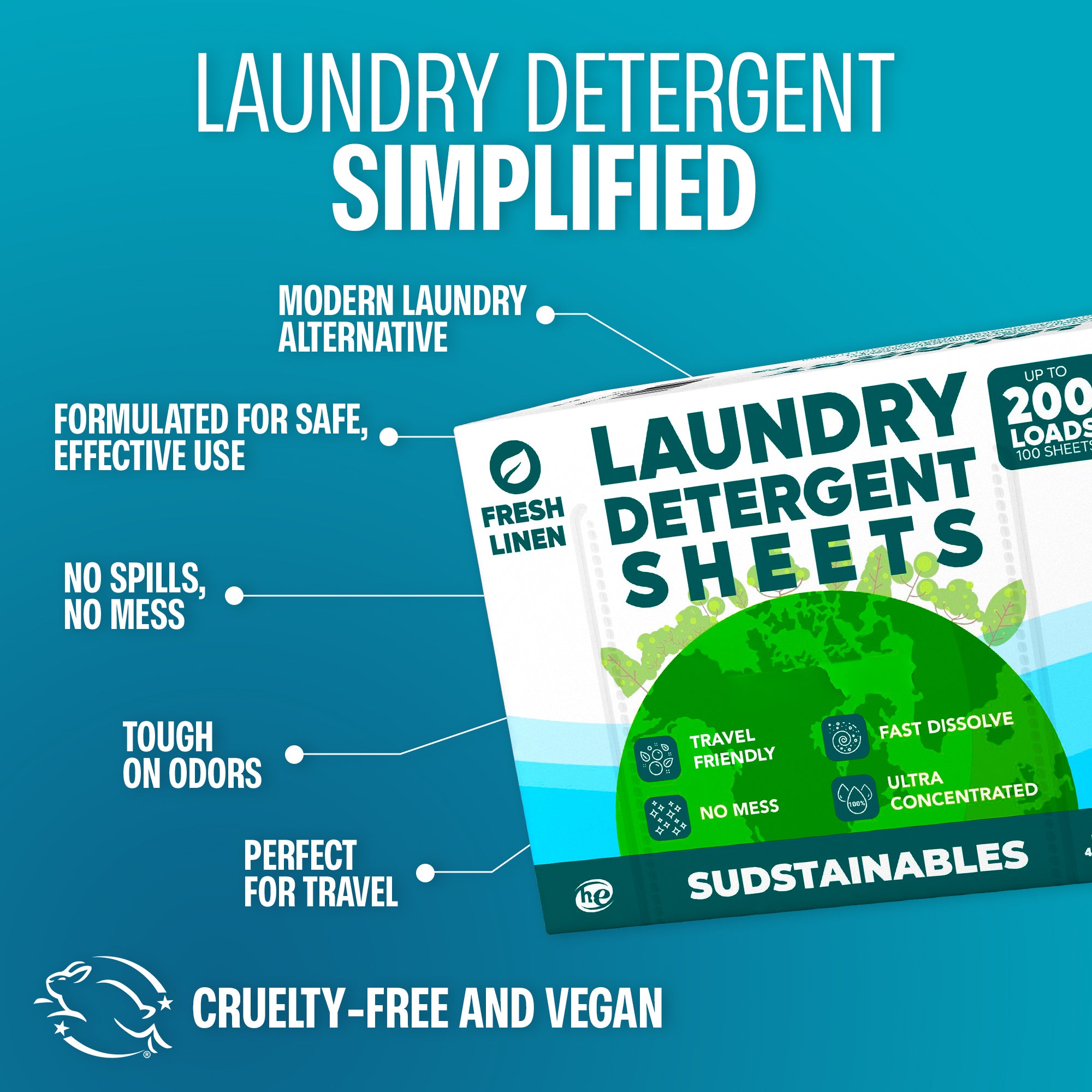 Laundry Detergent Sheets (100 sheets 200 loads)
