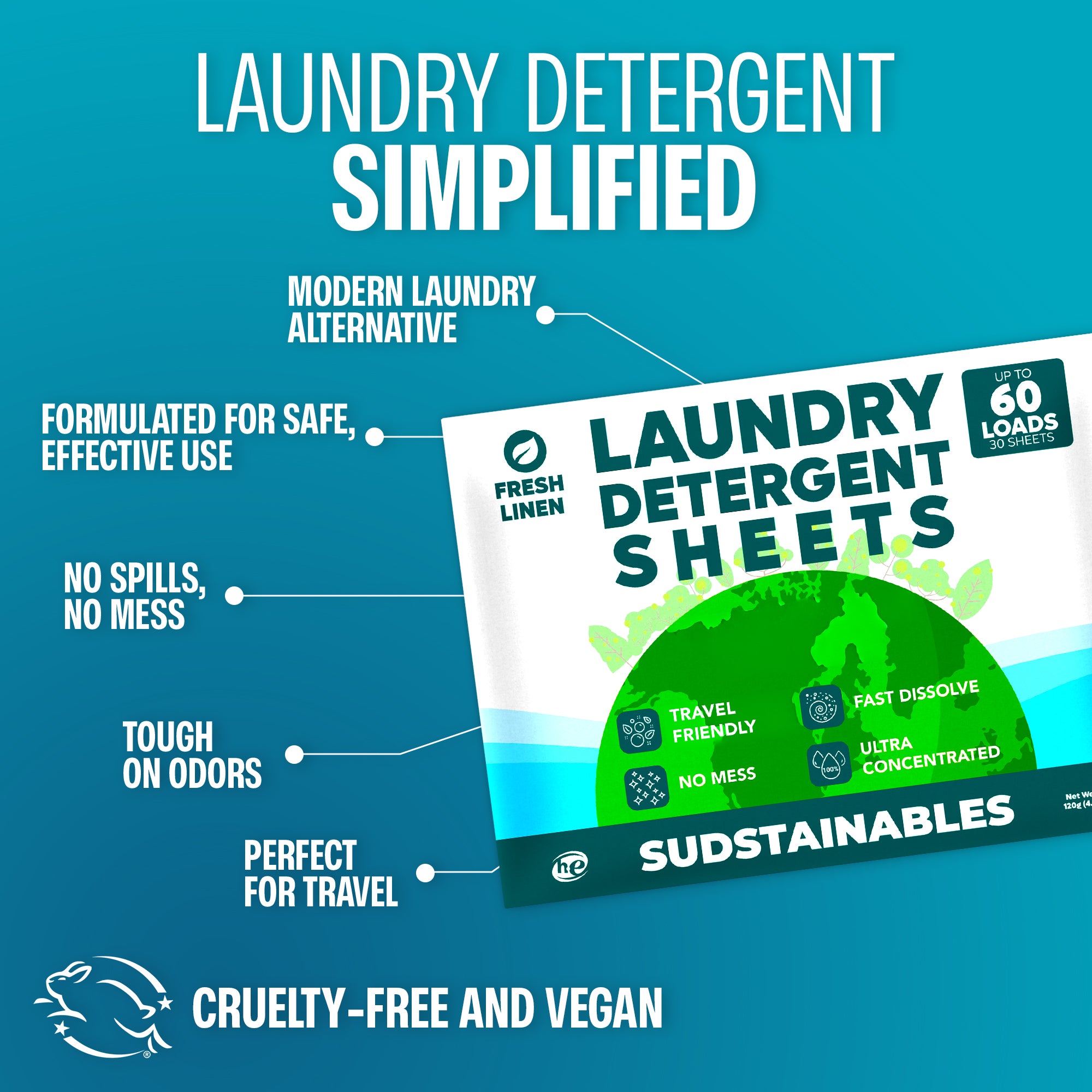 Laundry Detergent Sheets (30 sheets 60 loads)