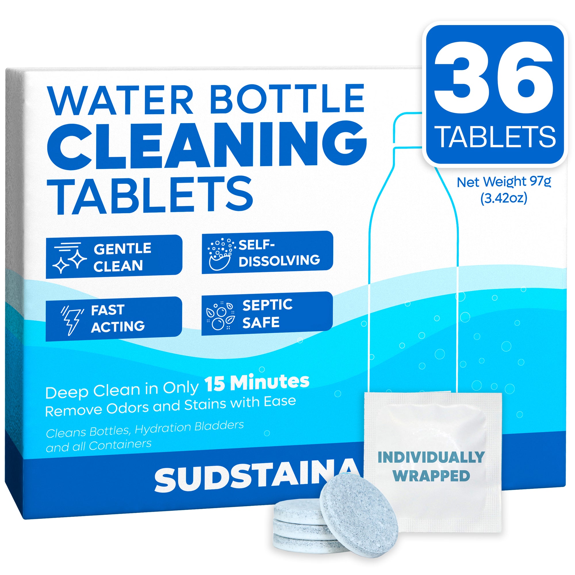 Water Bottle Cleaning Tablets 36 Pack)