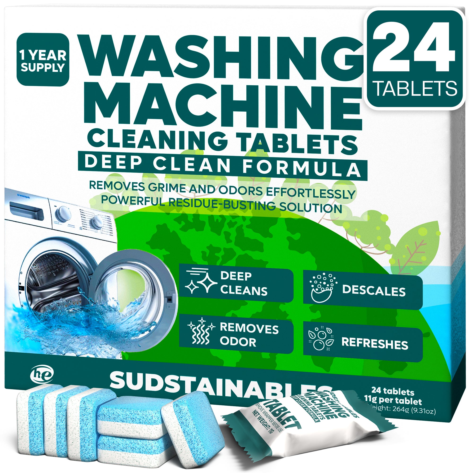 Washing Machine Cleaning Tablets (24 Pack)